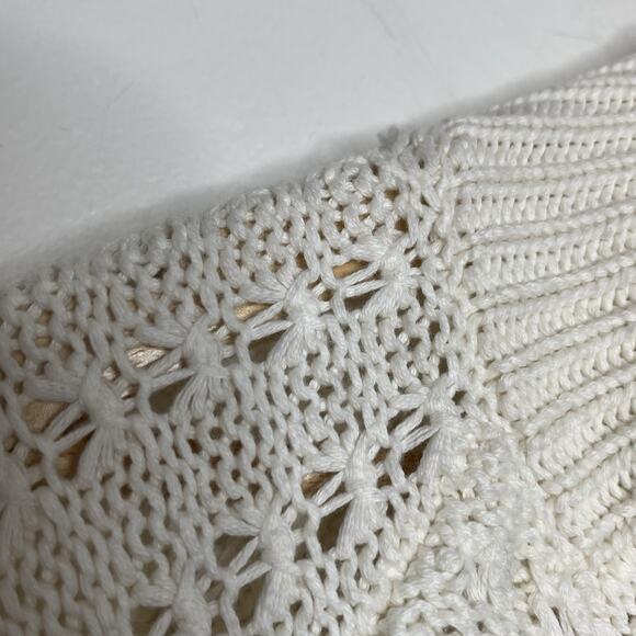 Ann Taylor Double Breasted Cardigan Ivory Womens Size L Pointelle Sweater Jacket - Picture 3 of 7